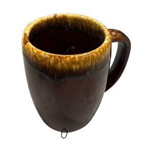 Vintage Pioneer USA Pottery Beer Stein Coffee Mug 1960s Brown Drip Glaze